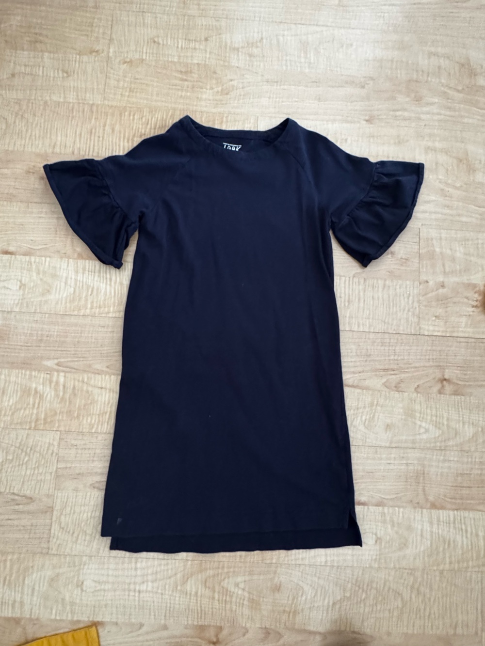 Girls JCrew Navy Ruffle Sleeve T-Shirt Dress